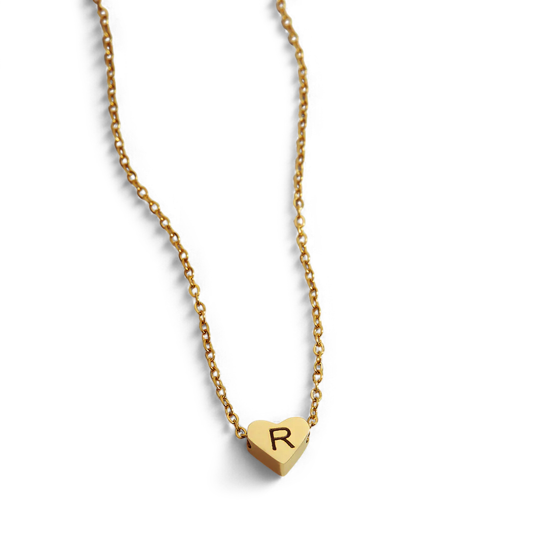 Dainty Heart Initial Necklace
