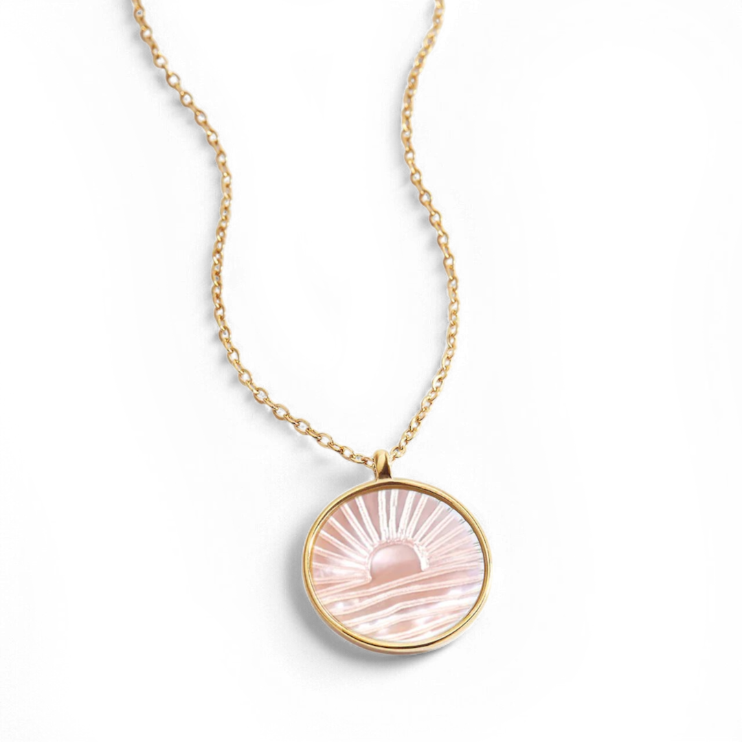 Mother of Pearl Sunrise Pendant Necklace