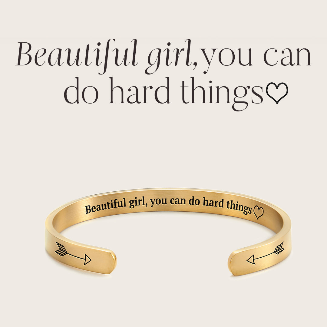 Beautiful Girl You Can Do Hard Things Personalisierbares Manschettenarmband