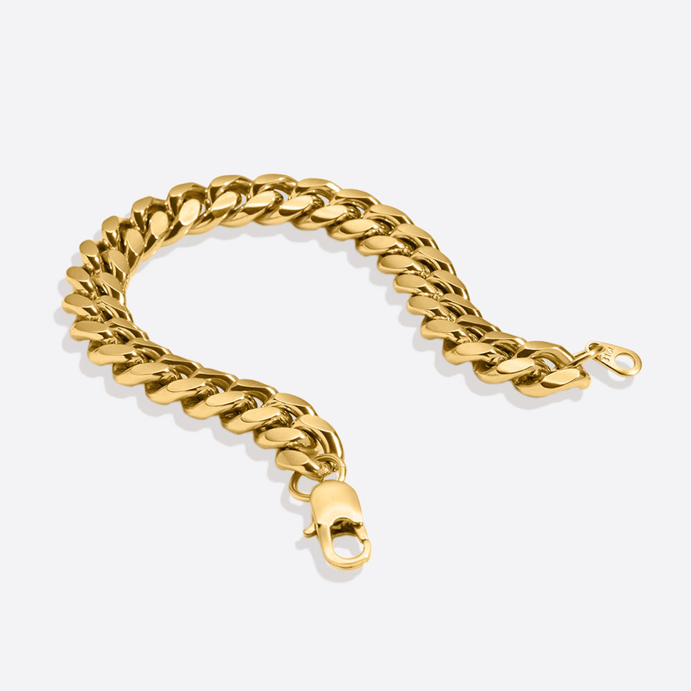 10mm Cuban Link Chain Bracelet - Gold / 7"