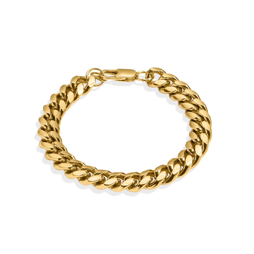 10mm Cuban Link Chain Bracelet - 18k Gold Plated / 7"