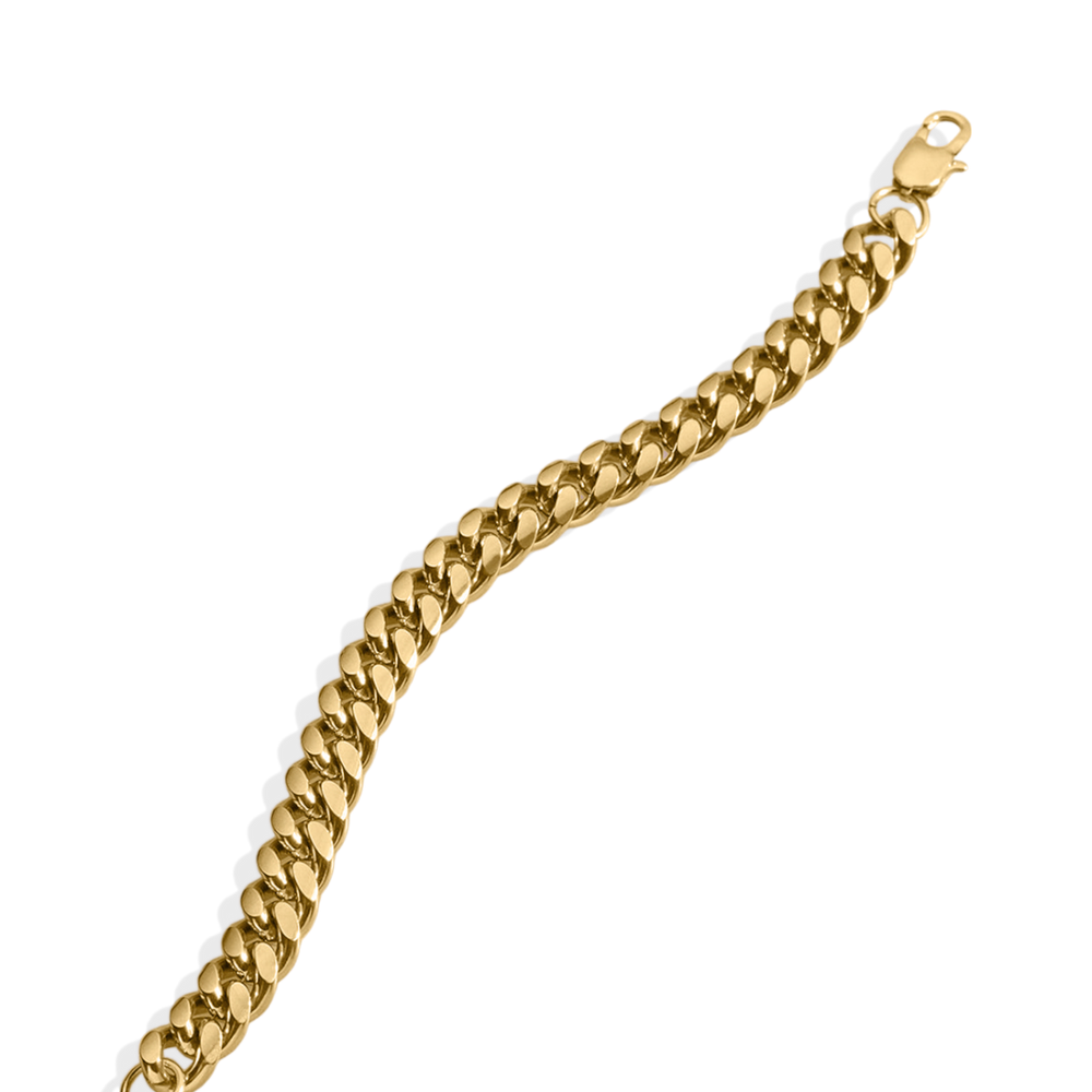 10mm Cuban Link Chain Bracelet - 18k Gold Plated / 7"