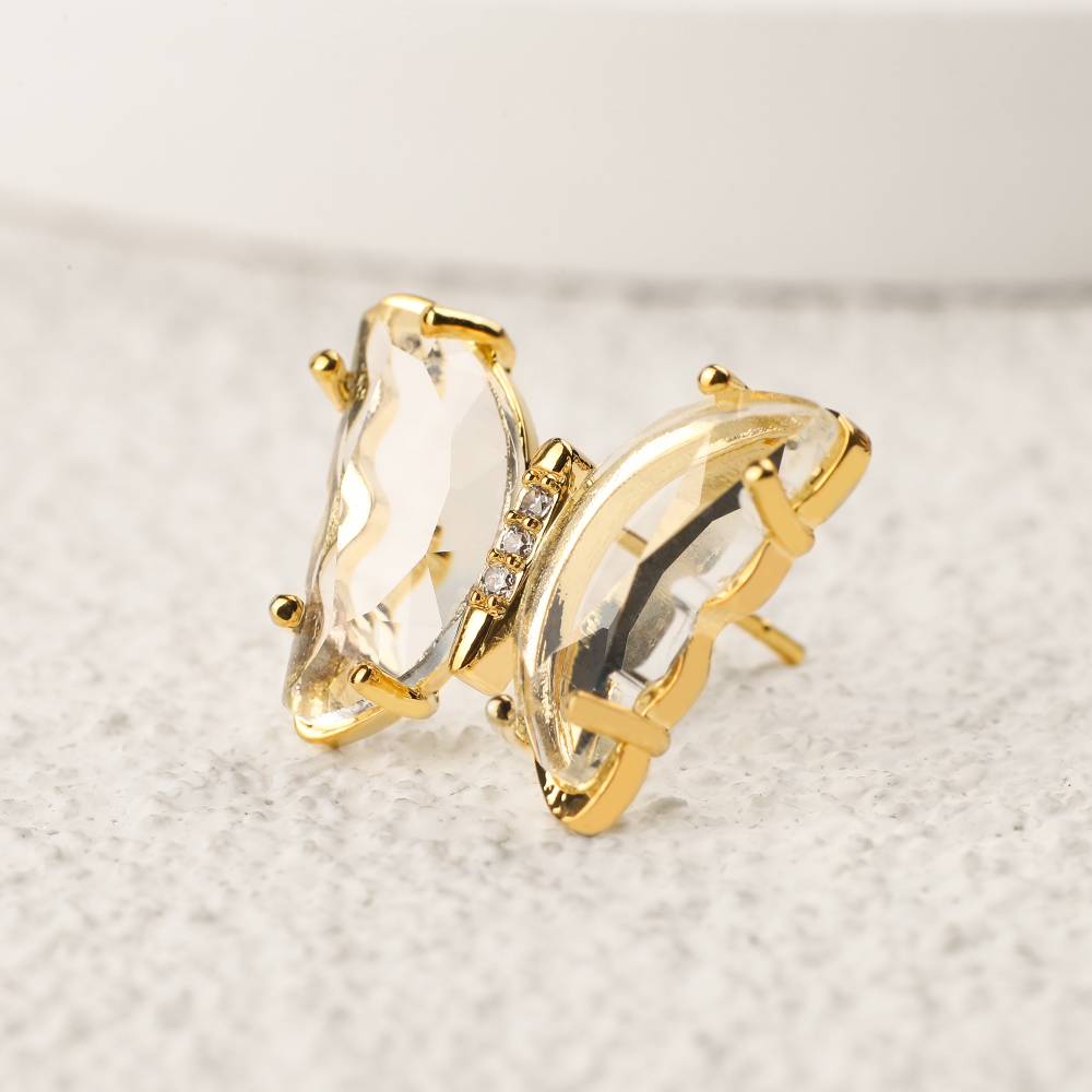 Crystal Butterfly Stud Earrings - Crystal