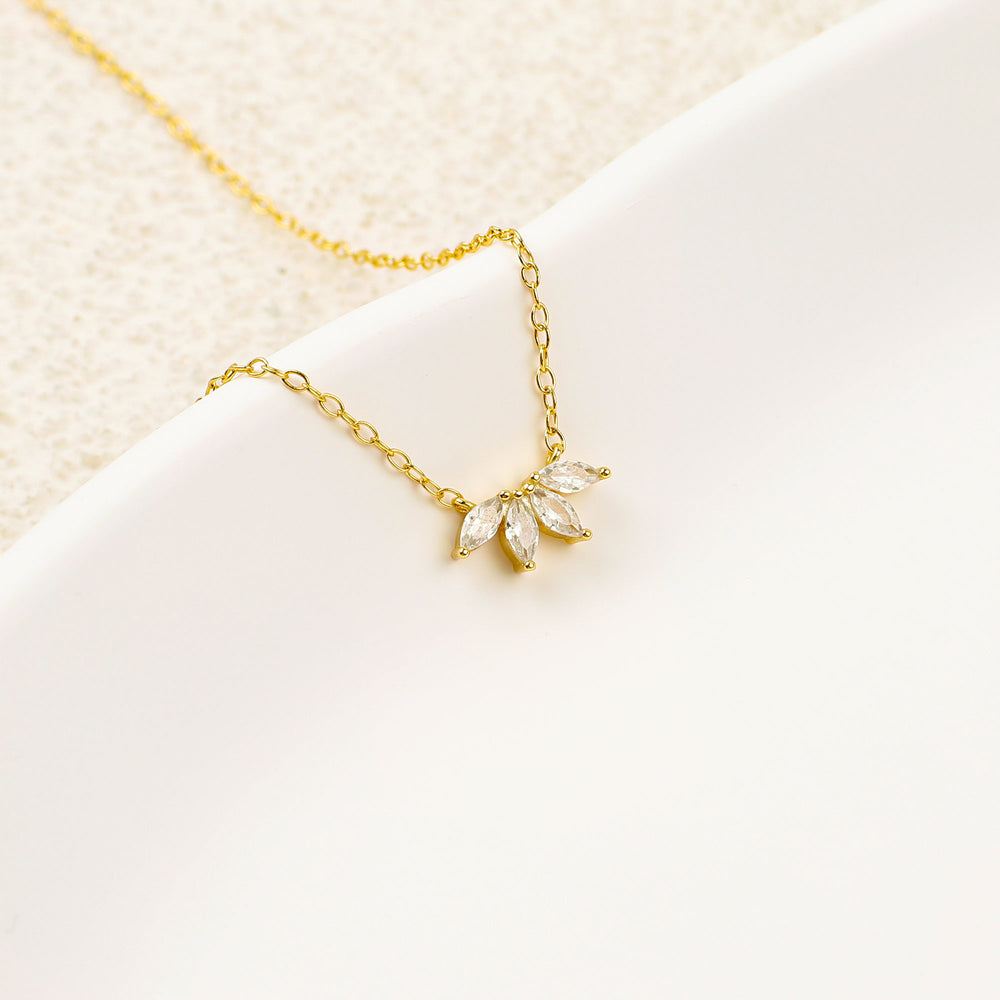 Marquise Diamond Necklace - 18k Gold Over Sterling Silver