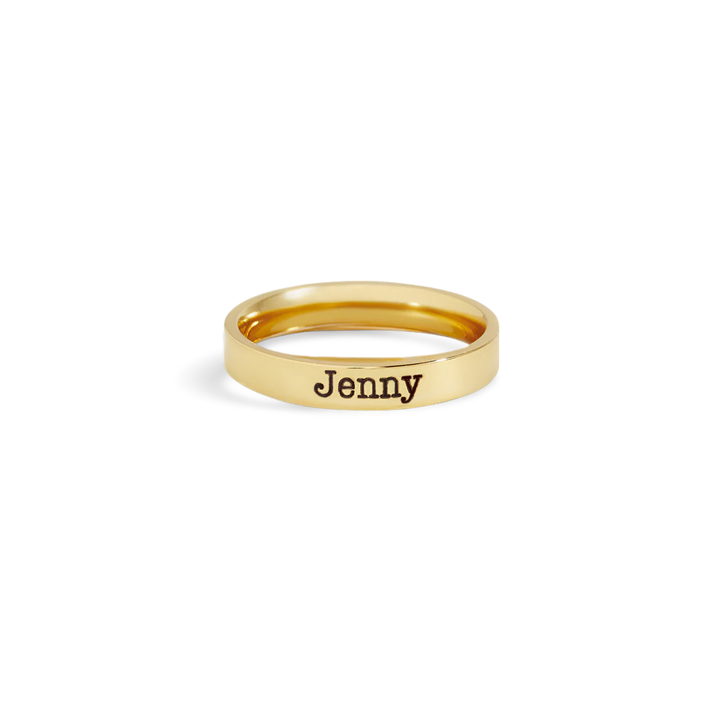 Engraved Stackable Name Ring | 3mm Band - 18k Gold Plated / 4