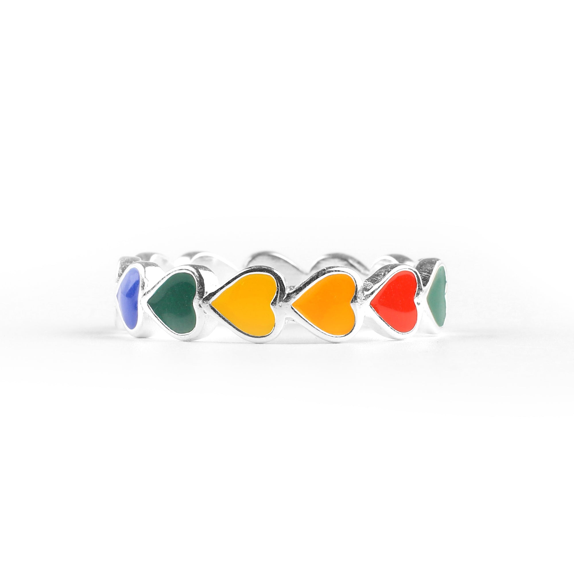 Rainbow Heart Band Ring