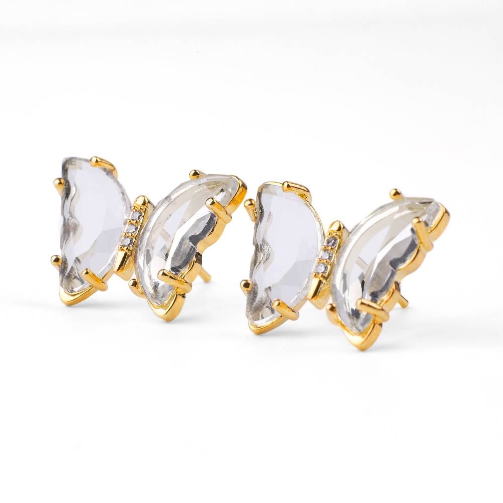 Crystal Butterfly Stud Earrings - Crystal