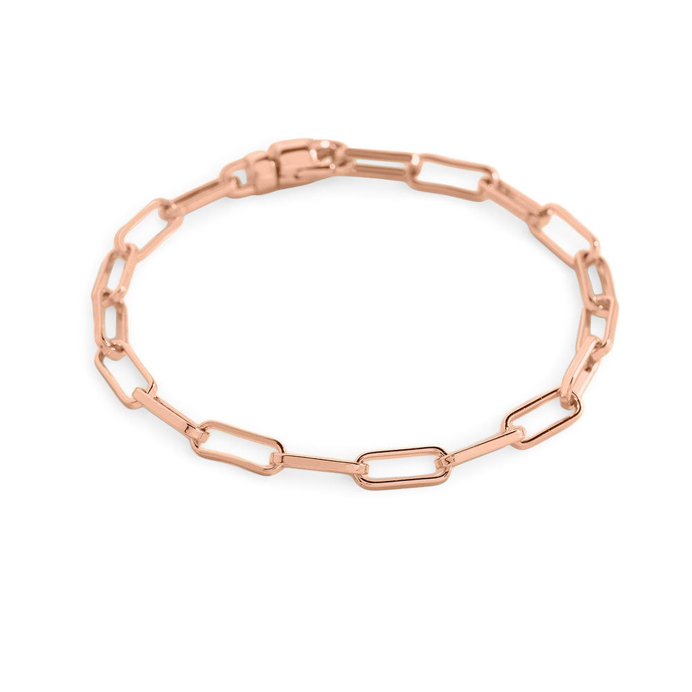 Open Link Paperclip Chain Bracelet - 18k Rose Gold Plated / 7.5"