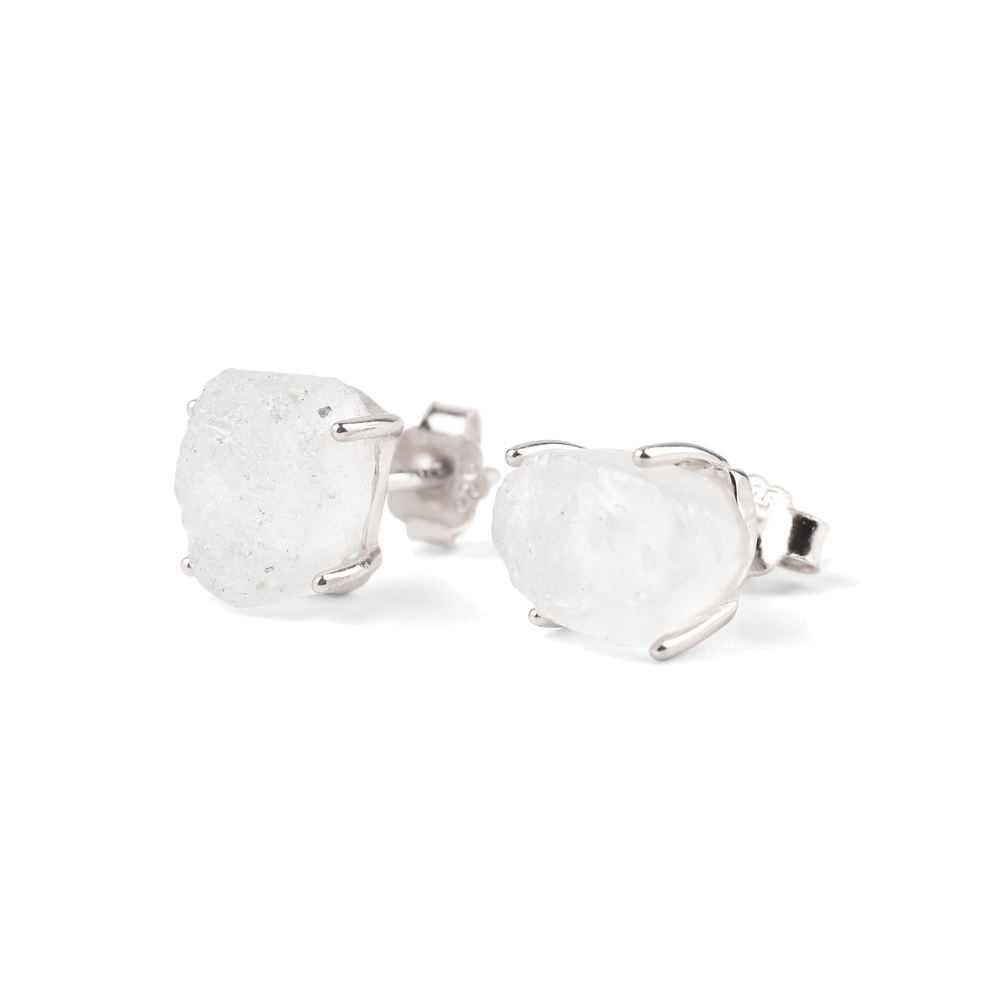 Moonstone Stud Earrings - 925 Sterling Silver