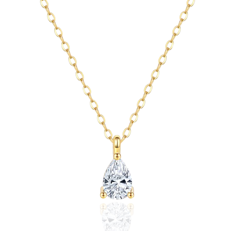 Solitaire Diamond Pendant Necklace - Default Title