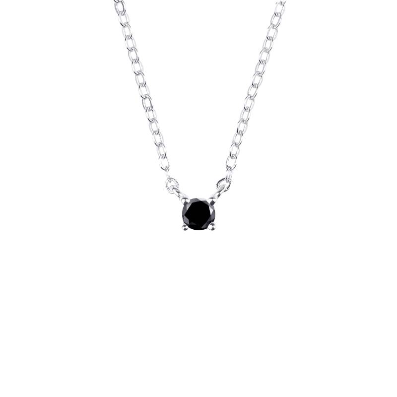 Onyx Dainty Diamond Necklace - 925 Sterling Silver