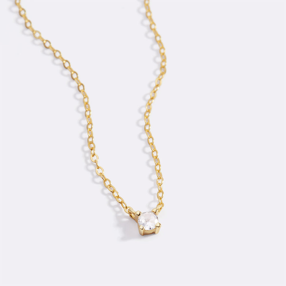 Dainty Diamond Necklace - 18k Gold Over Sterling Silver