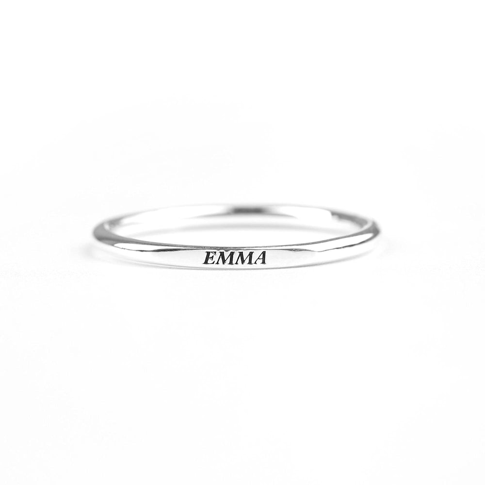 Sterling Silver Flat Top Super Tiny Stackable Name Ring - 925 Sterling Silver / 9