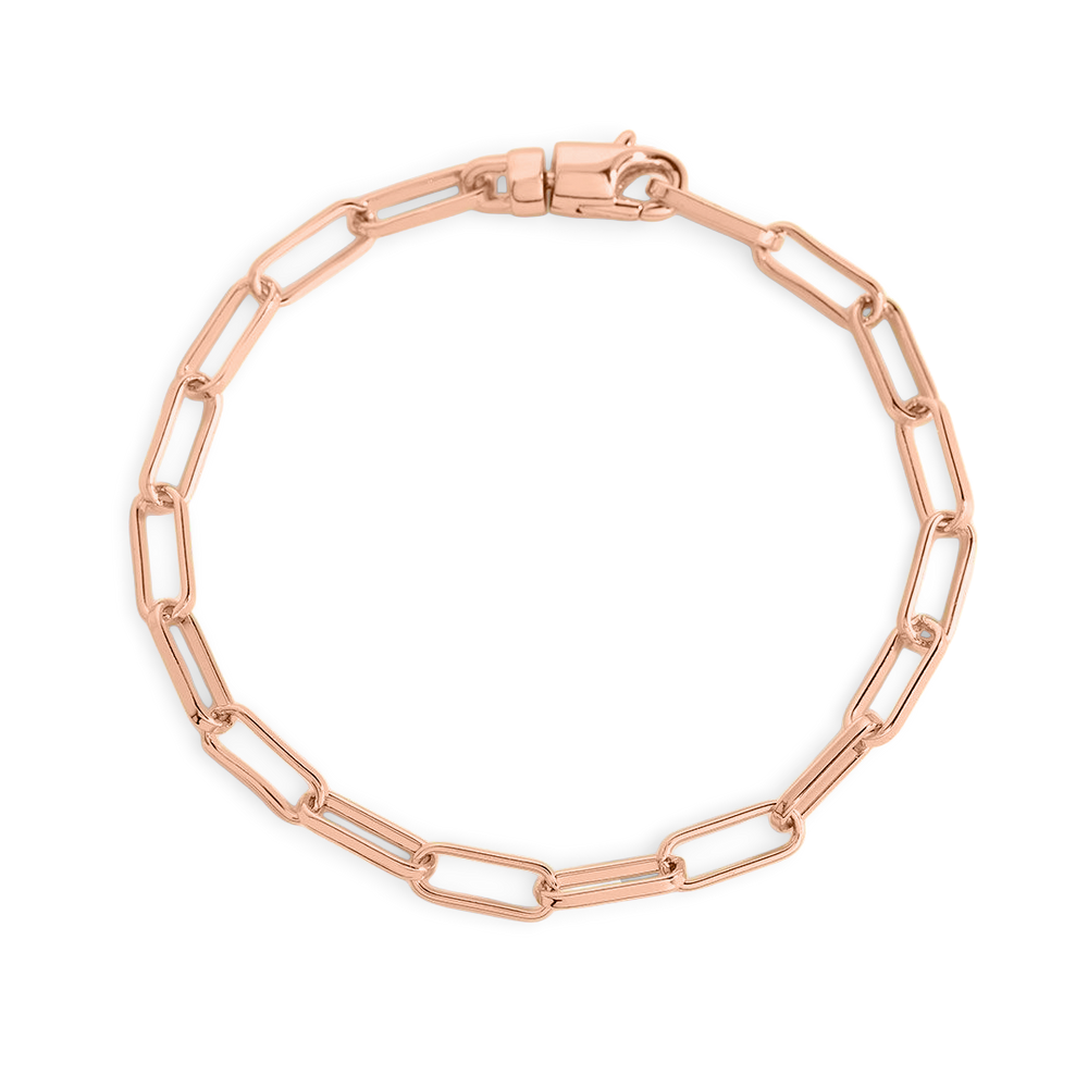 Open Link Paperclip Chain Bracelet - 18k Rose Gold Plated / 7.5"