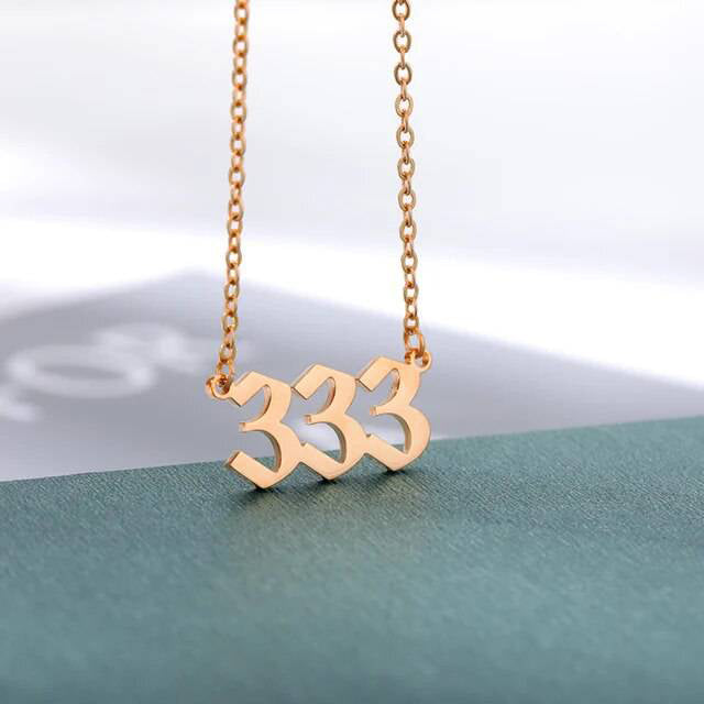Dainty Angel Number Necklace - 18k Rose Gold Plated / 333