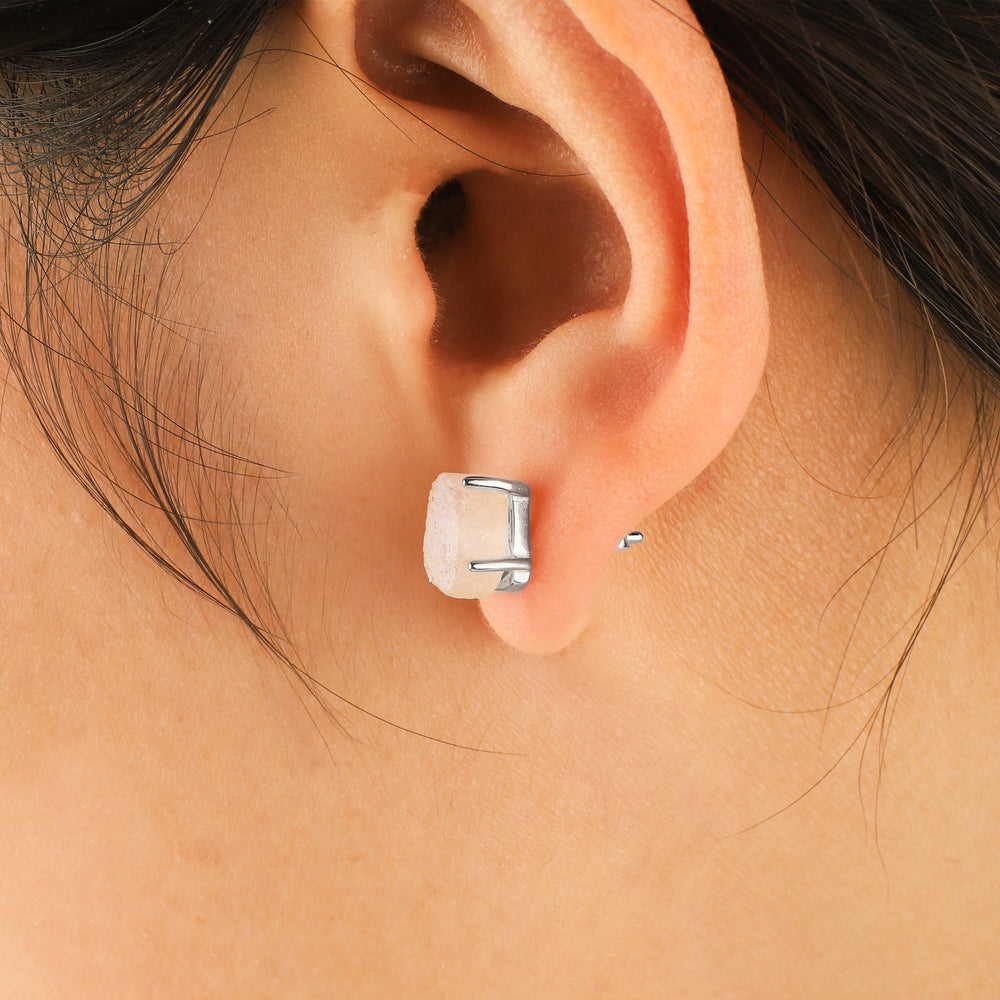 Moonstone Stud Earrings - 925 Sterling Silver