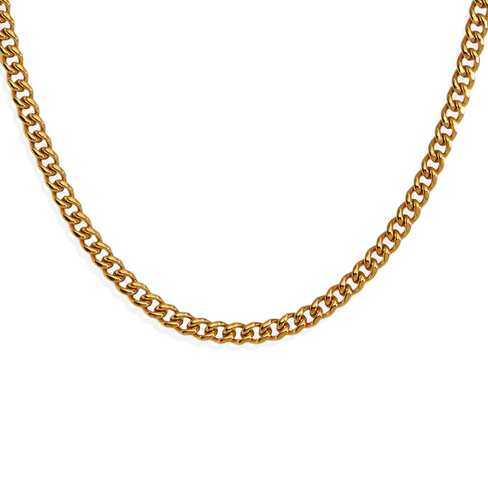 3mm Cuban Chain Necklace - 18k Gold Plated / 24" (Most Popular)