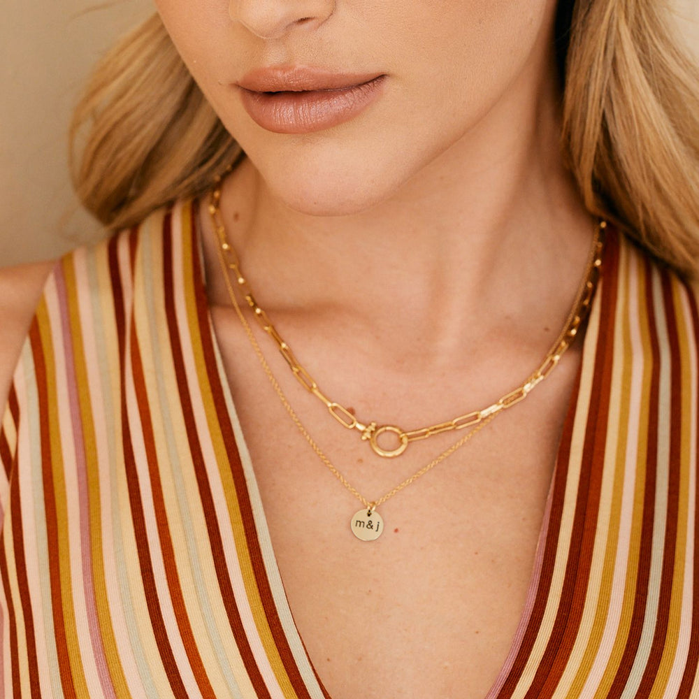 Love Disc Initial Necklace - 925 Sterling Silver / Ampersand