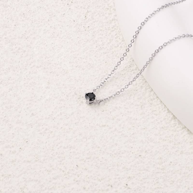 Onyx Dainty Diamond Necklace - 925 Sterling Silver