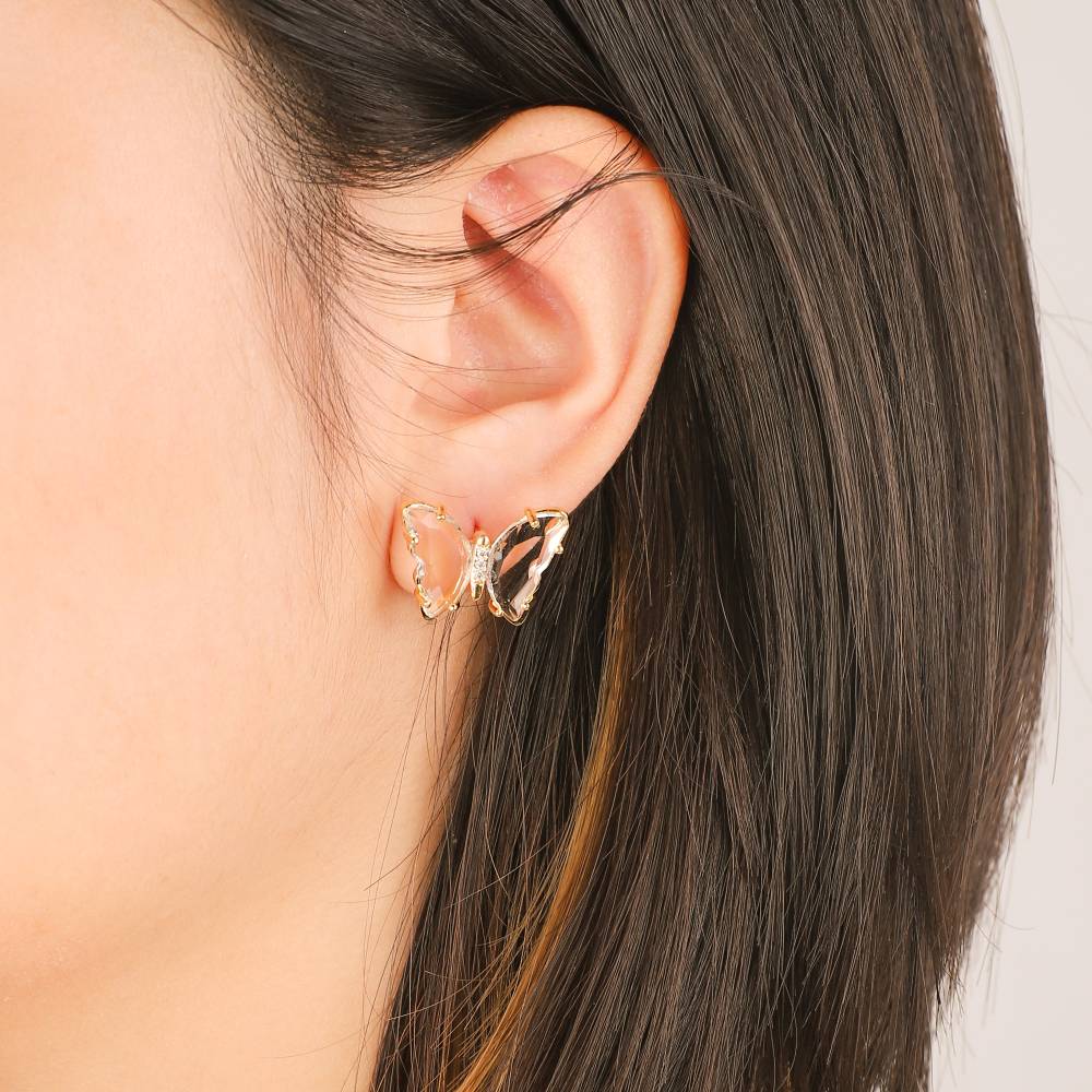 Crystal Butterfly Stud Earrings - Crystal