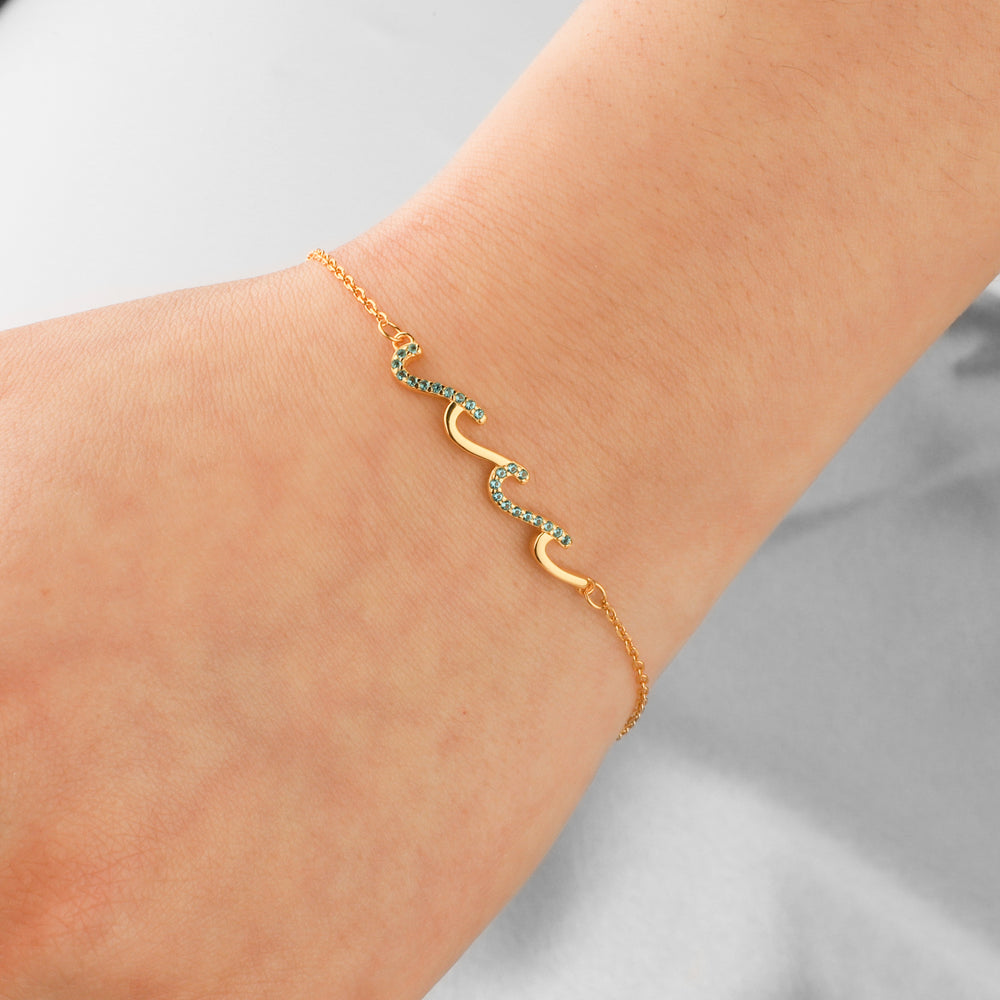 To My Bestie Dainty Triple Wave Friendship Bracelet - 18k Gold Plated
