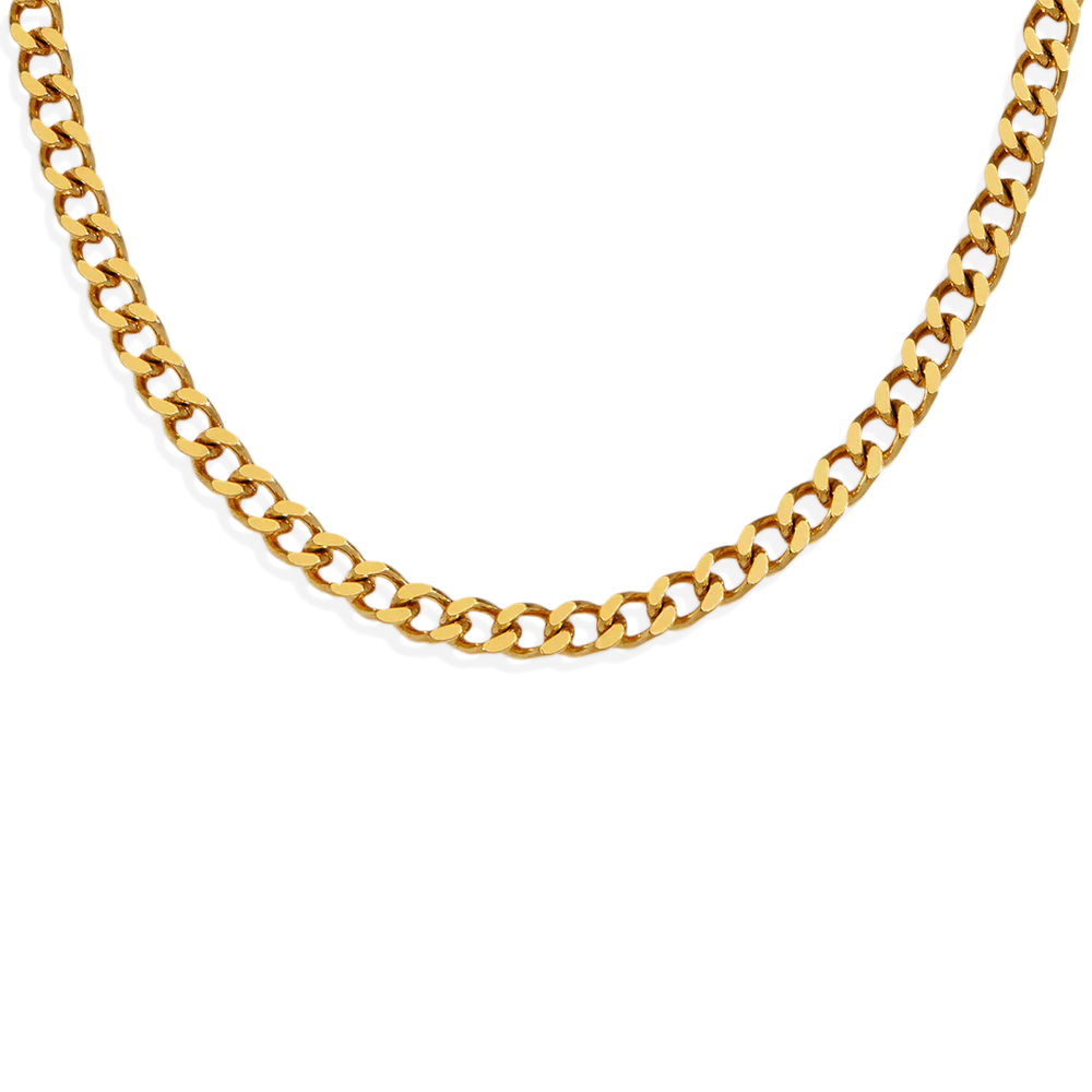 6mm Cuban Chain Necklace - Gold / 18" + 2"