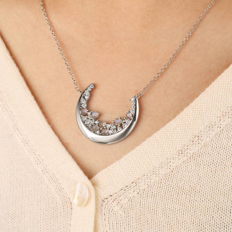 Crescent Moonstone Pendant Necklace - Default Title