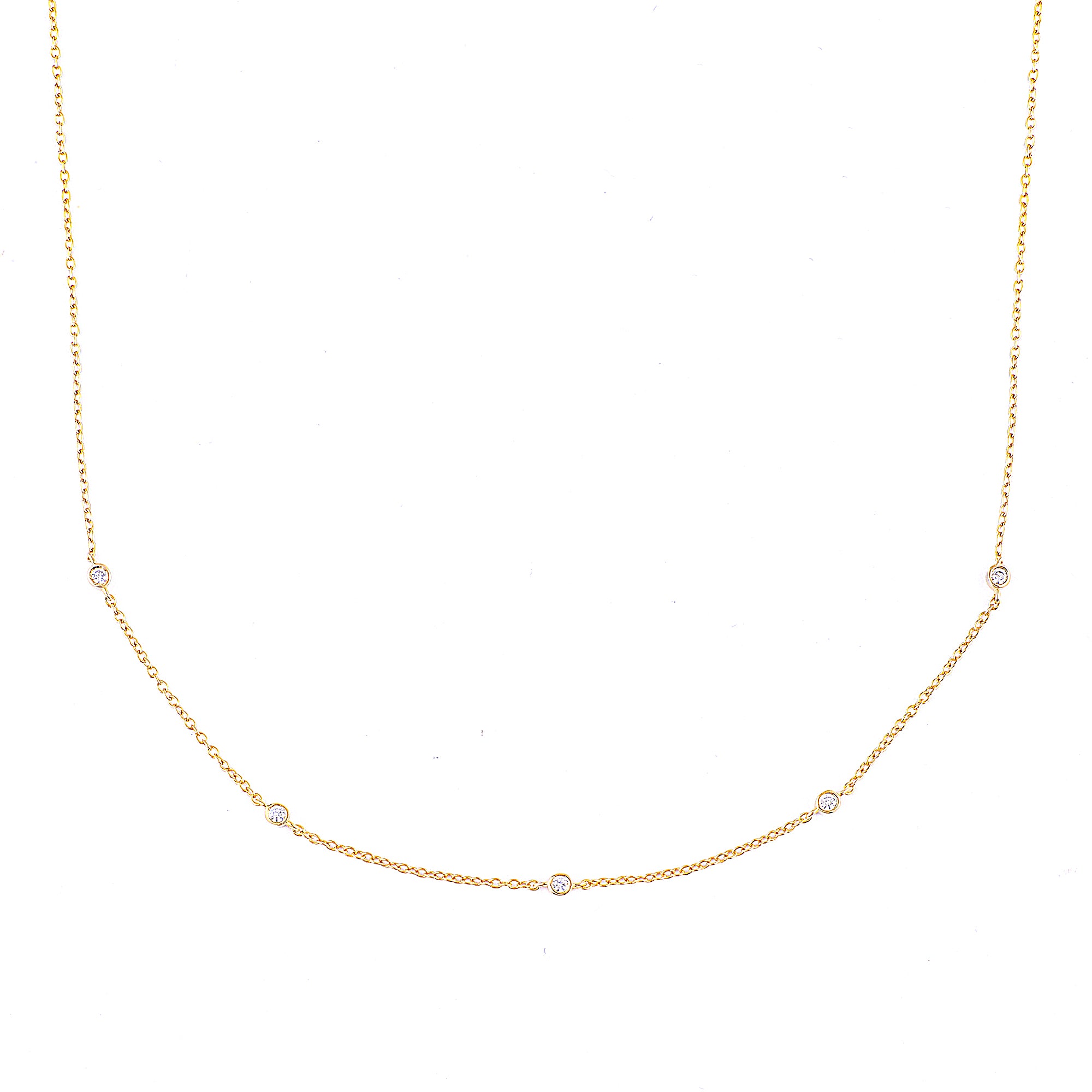 Bezel-Set Five Crystal Necklace