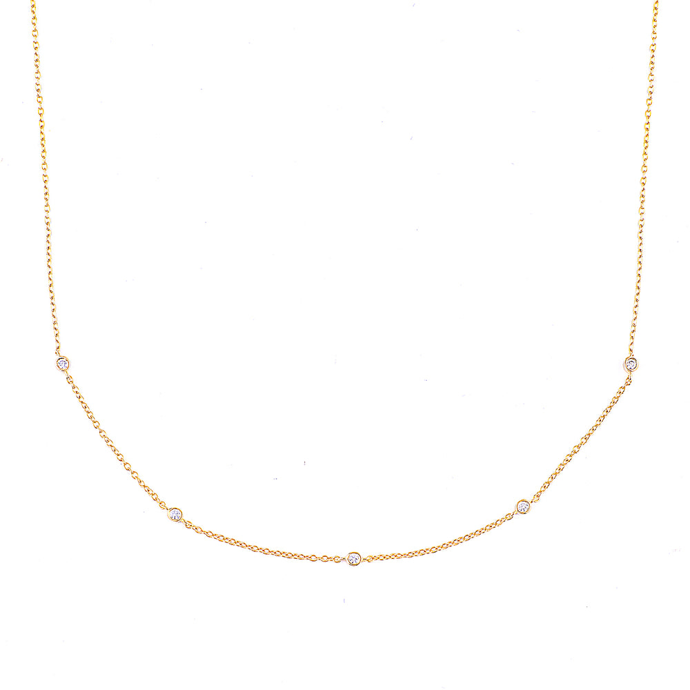 Bezel-Set Five Crystal Necklace - 18k Gold Plated
