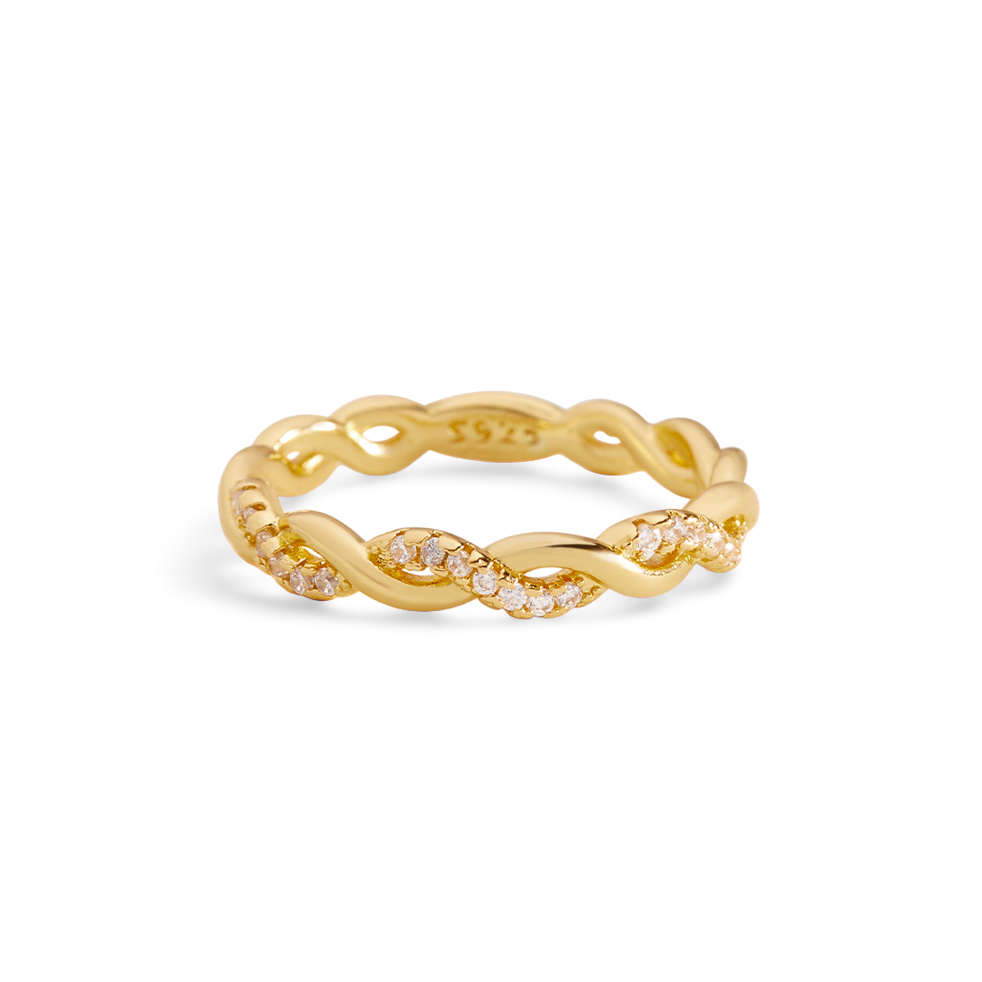 Dainty Pave Twist Stacking Ring