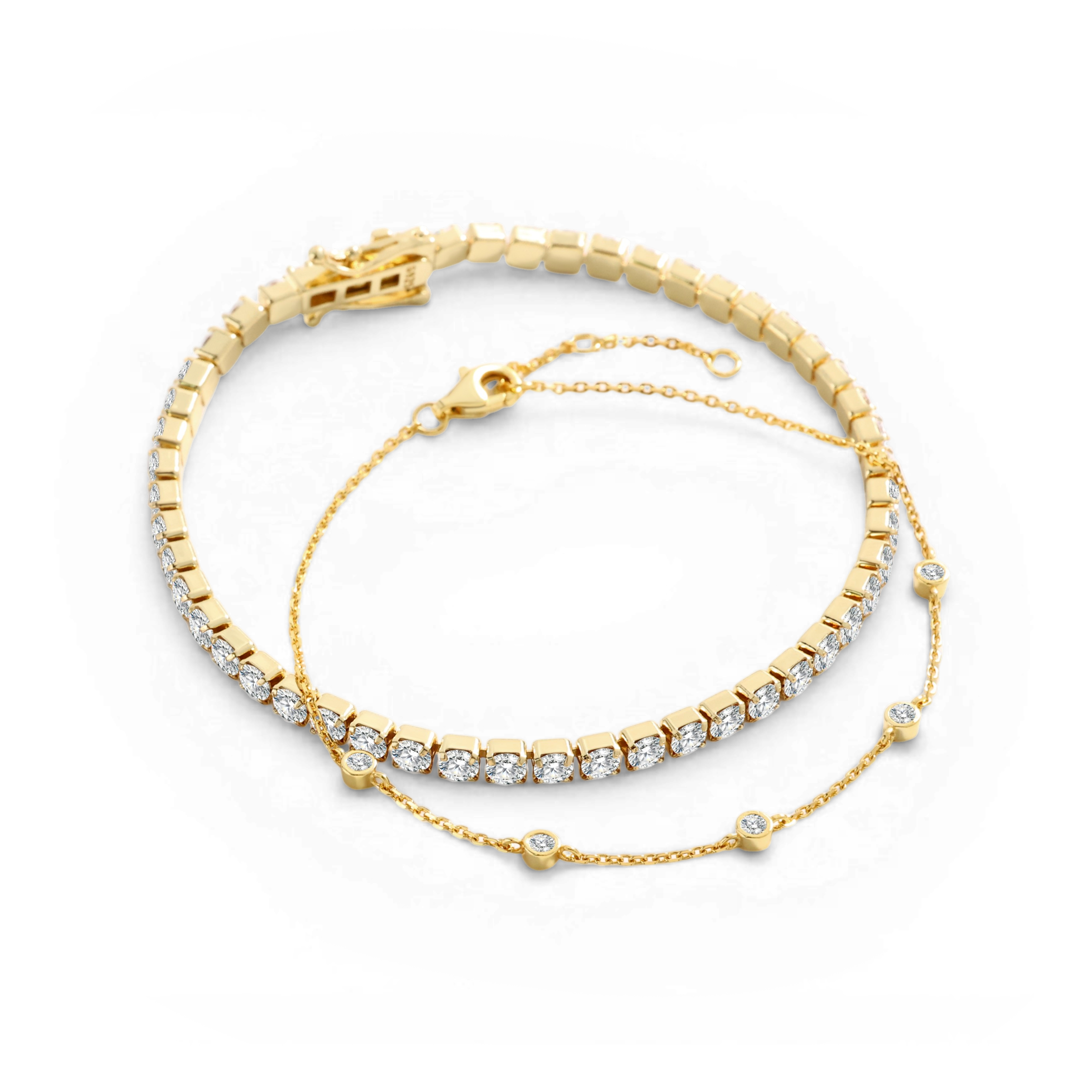 Bezel Set Bracelet and Tennis Bracelet Bundle