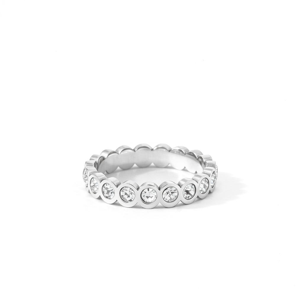 Bezel Set Eternity Stacking Ring - Silver / 9