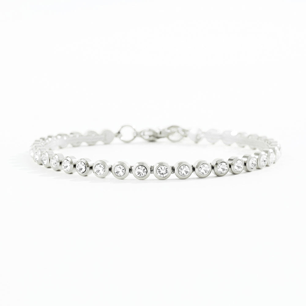 Bezel Tennis Bracelet - Silver / 6.5" + 1"