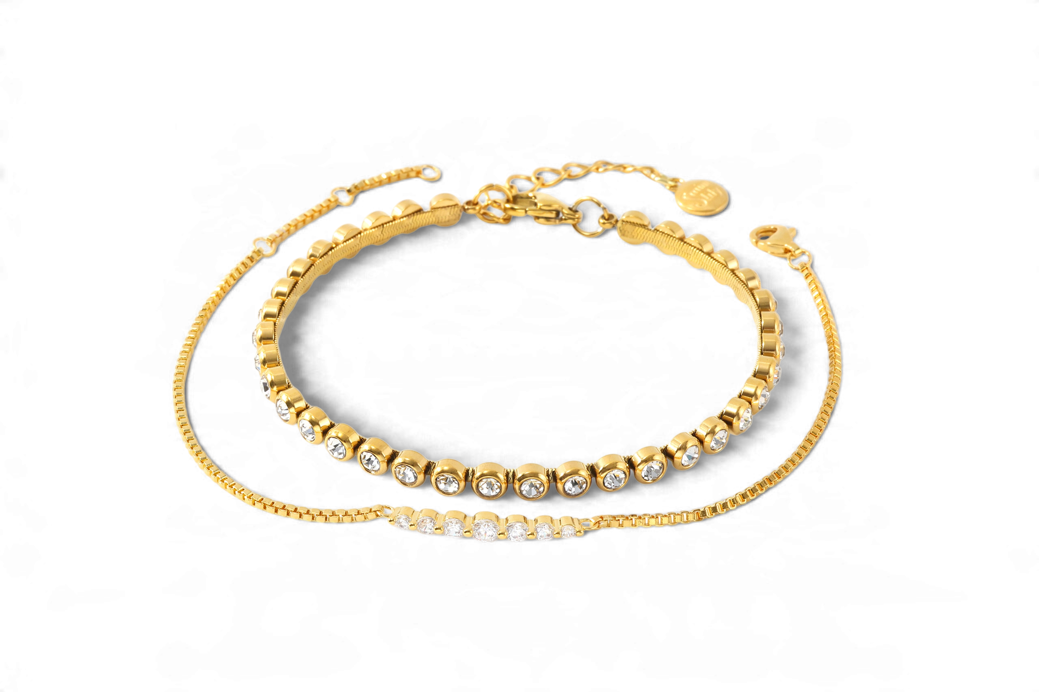 Bezel Tennis & Classic Arc Bracelet Stack