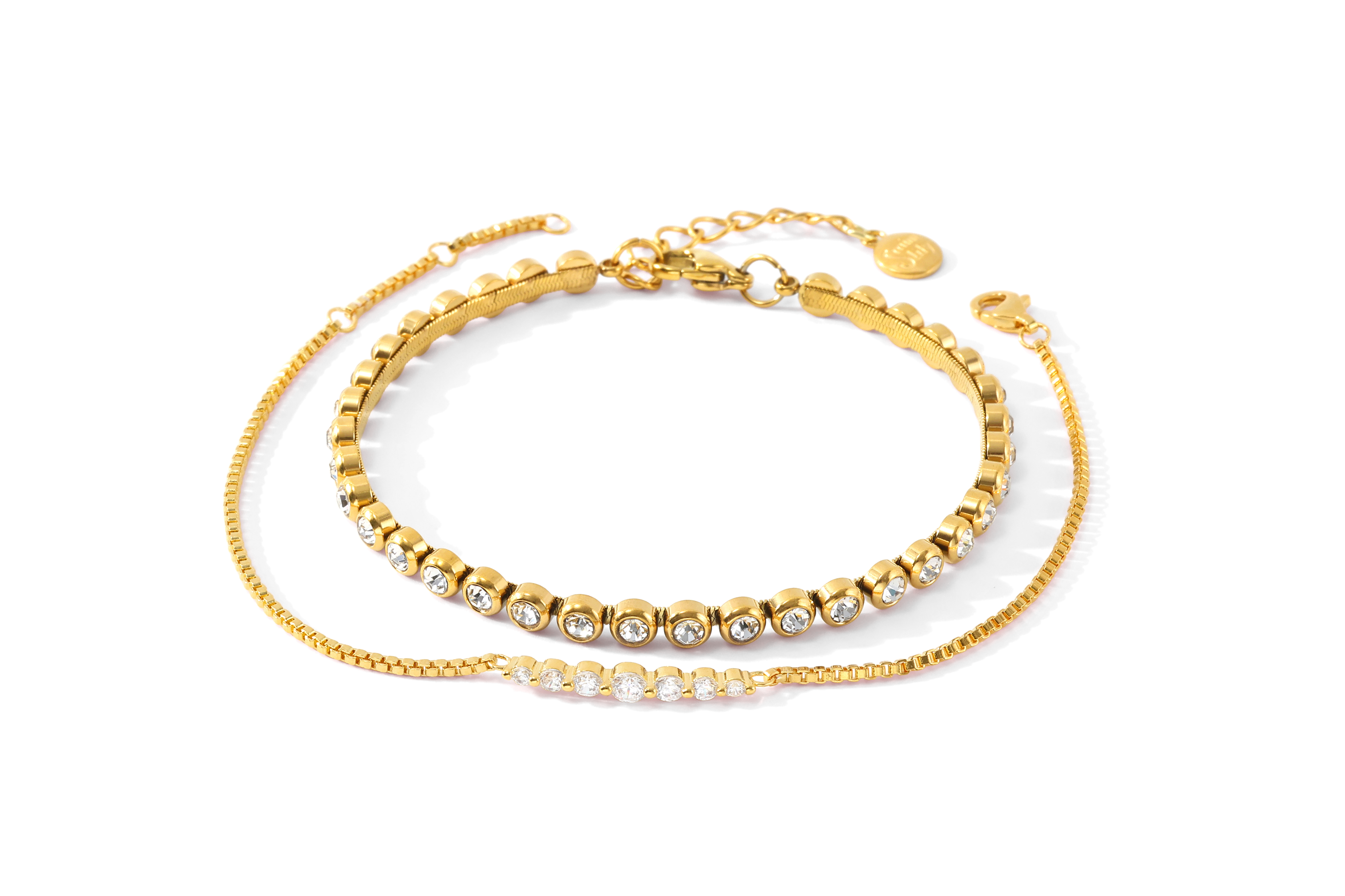 Bezel Tennis & Classic Arc Bracelet Stack
