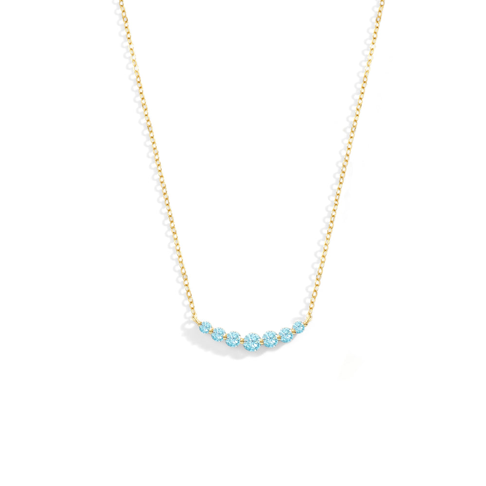 Birthstone Arc Necklace - Gold / March Aquamarine / 16" + 2"