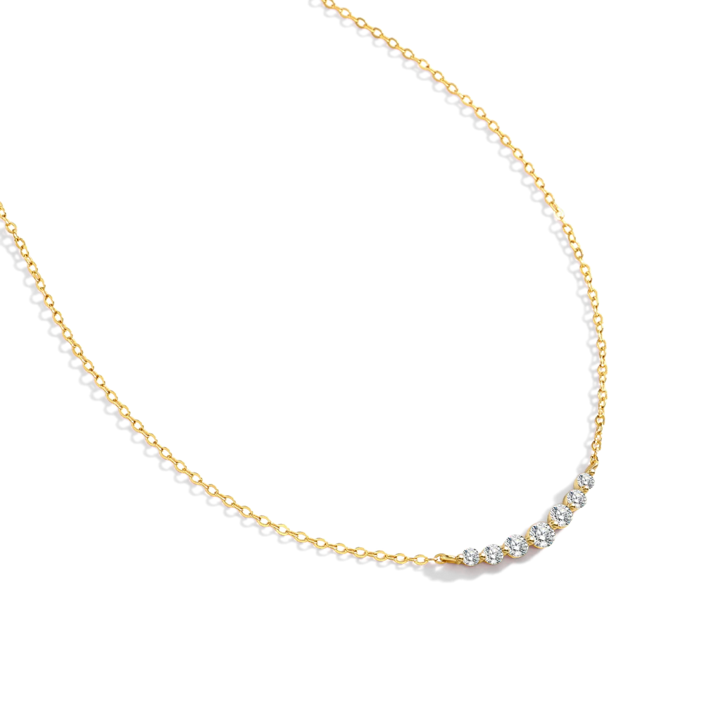 Birthstone Arc Necklace - Gold / October Pink Tourmaline / 16" + 2"