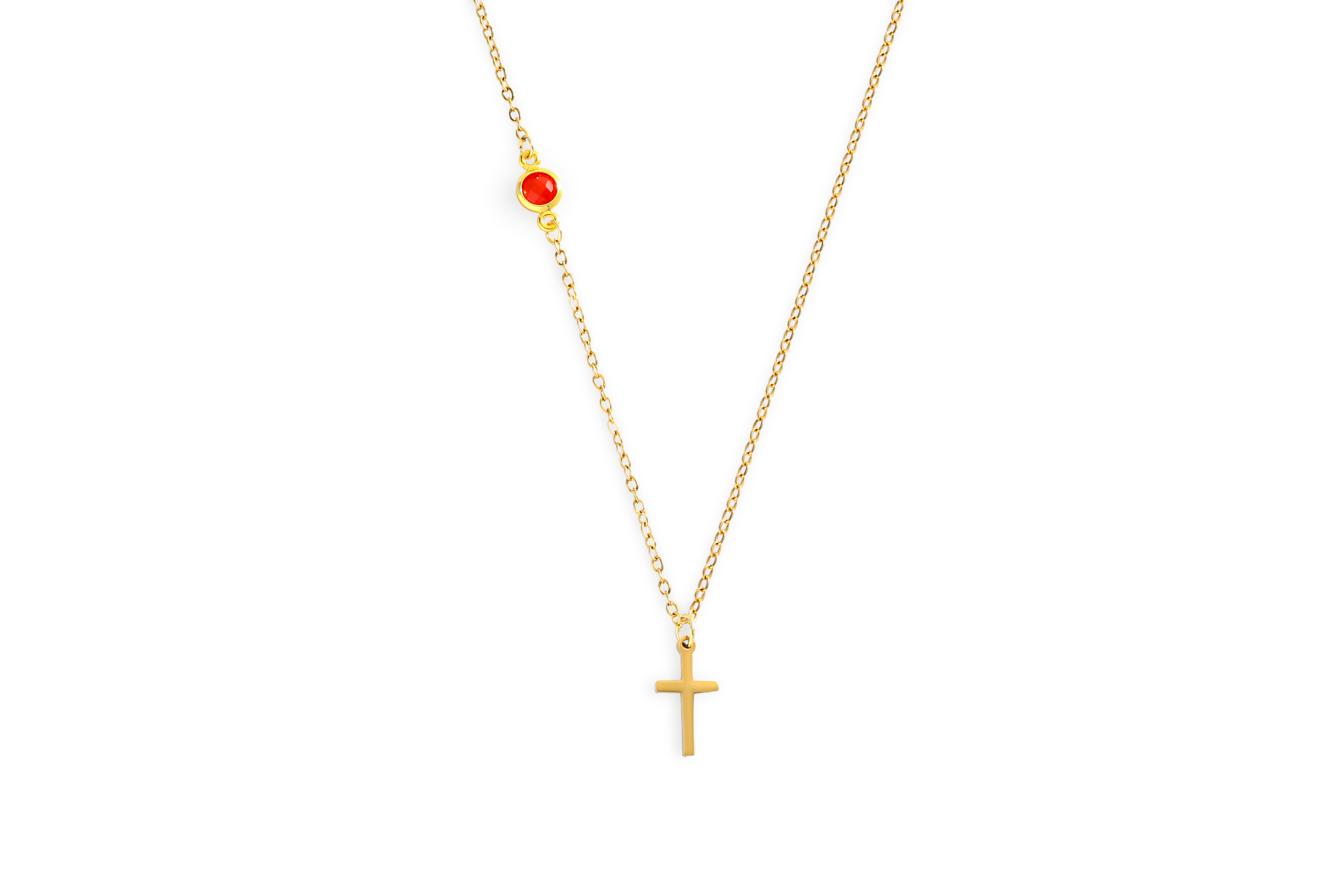 Birthstone Cross Necklace