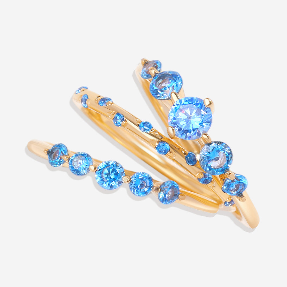 Birthstone Stacking Ring Set - October Pink Tourmaline / 7