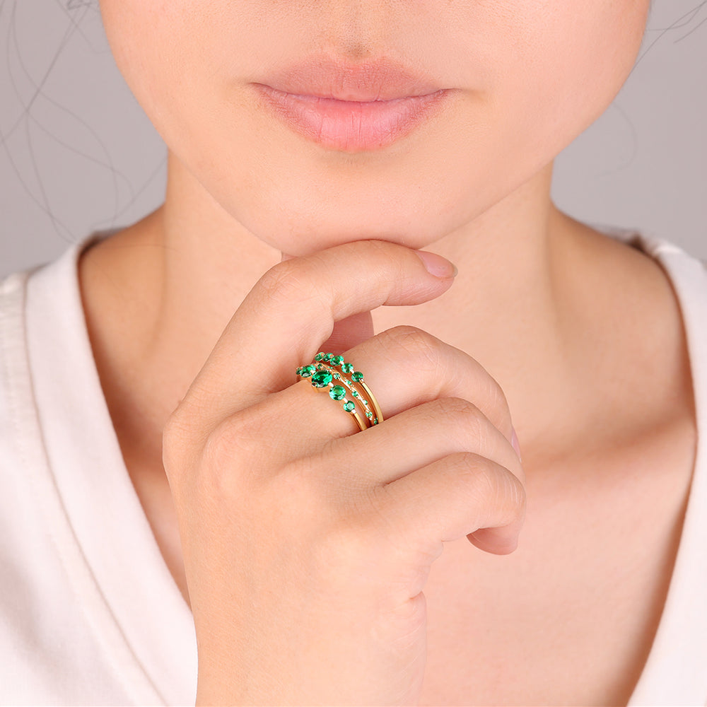 Birthstone Stacking Ring Set - October Pink Tourmaline / 7
