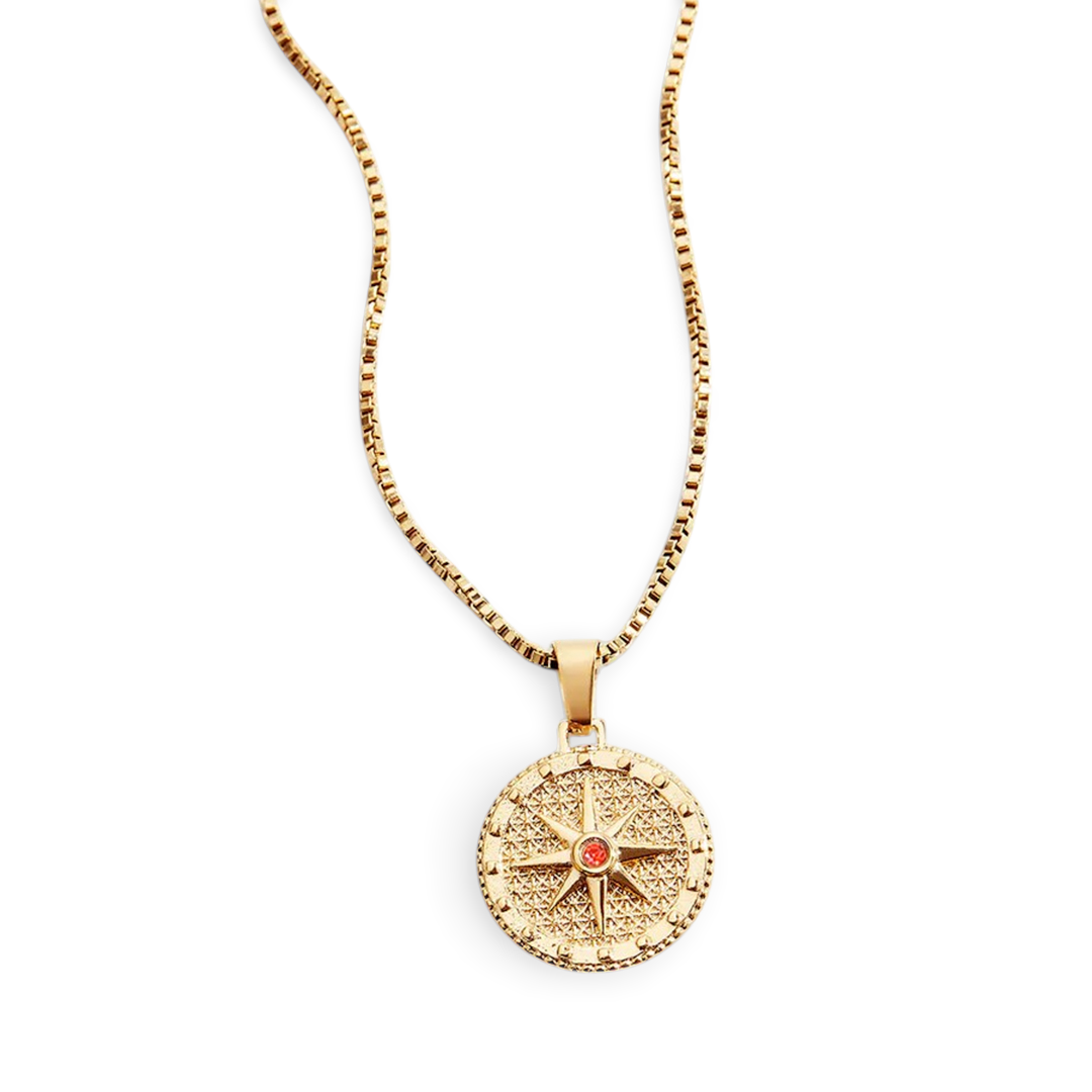 Birthstone Compass Pendant Necklace