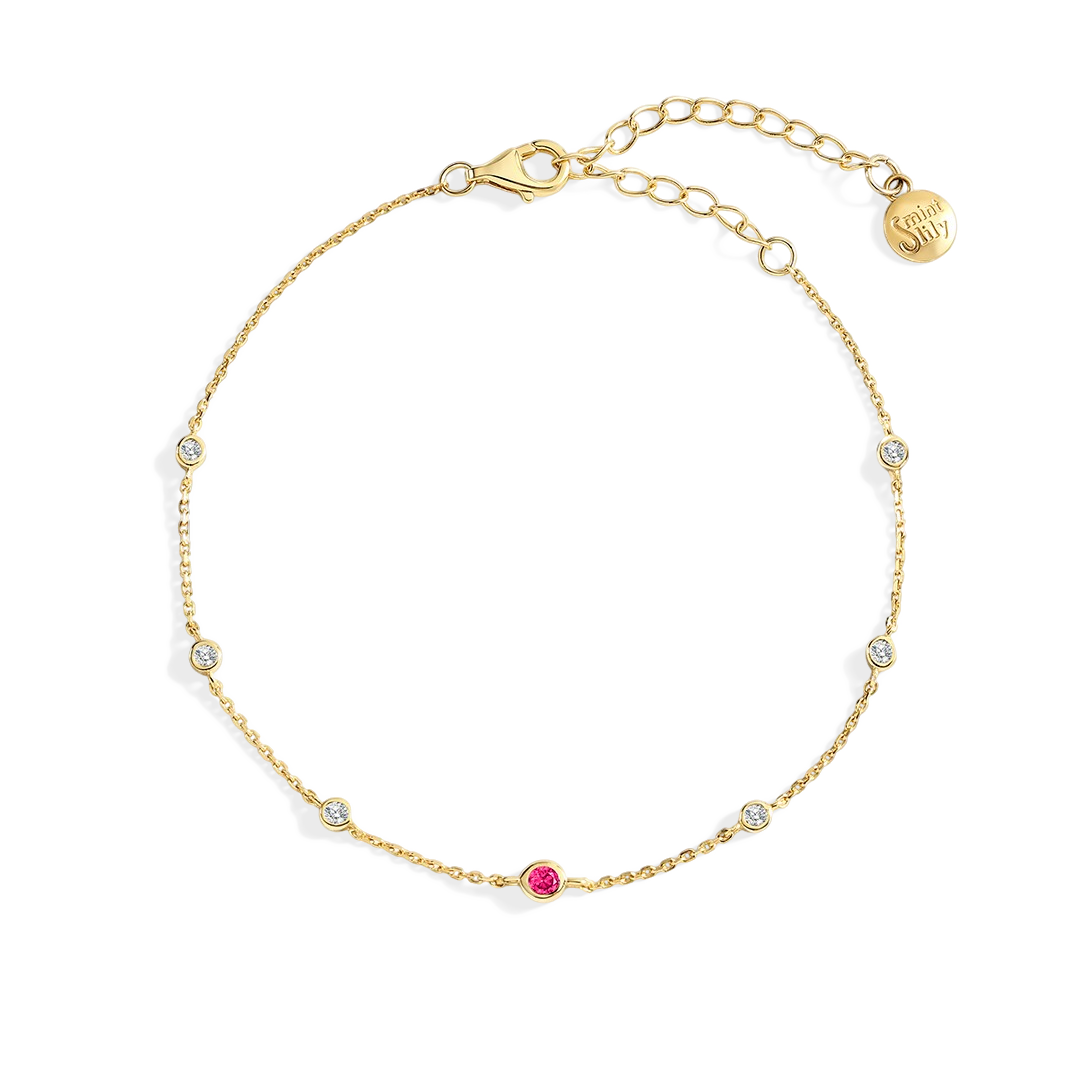 July Birthstone Station Bracelet