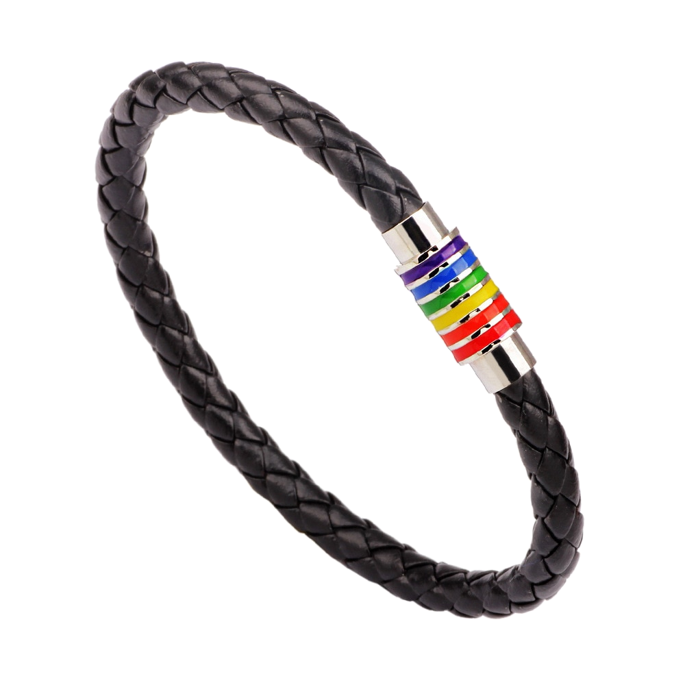 Braided Leather Rainbow Bracelet