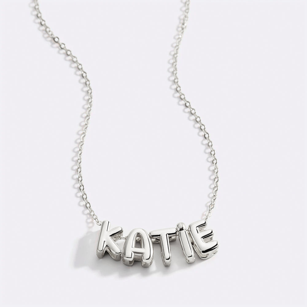 Bubble Name Necklace - Silver / 18" + 2" / 1