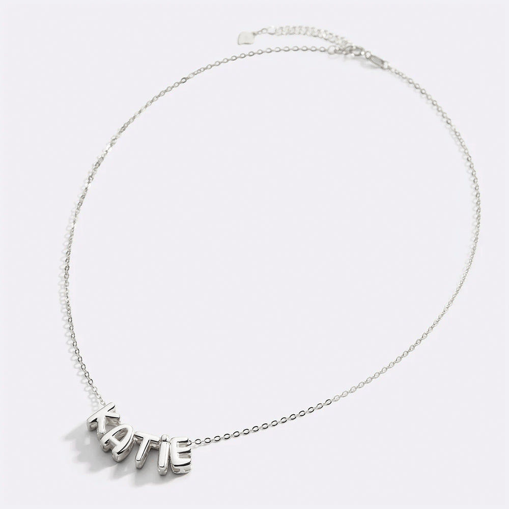 Bubble Name Necklace - Silver / 18" + 2" / 1