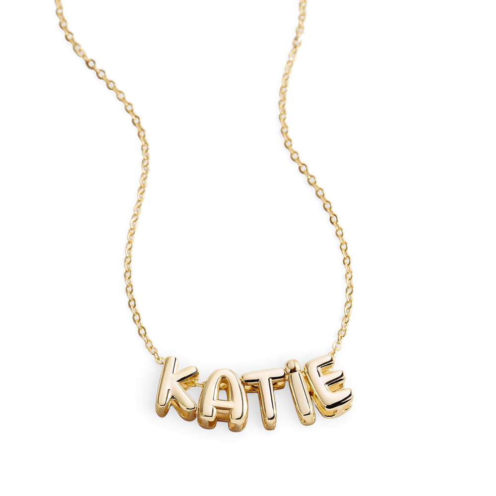 Bubble Name Necklace - 18k Gold Plated / 18" + 2" / 1