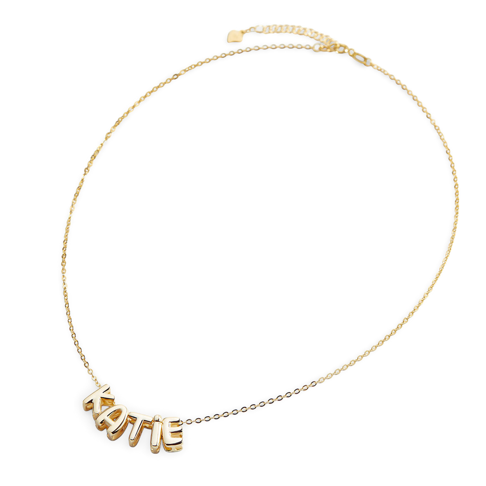 Bubble Name Necklace - 18k Gold Plated / 18" + 2" / 1
