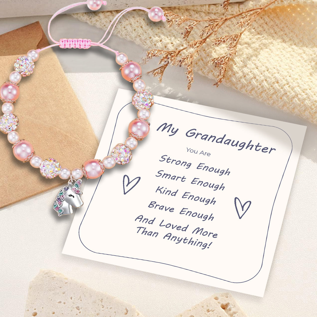 To My Granddaughter Unicorn Stone Bracelet