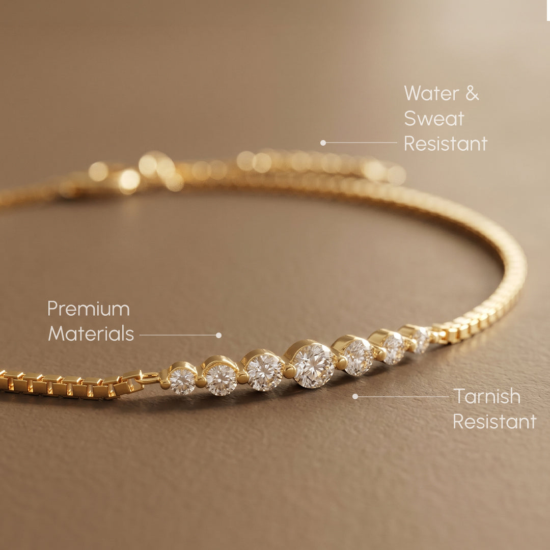 Gold bracelet with diamonds on a brown background