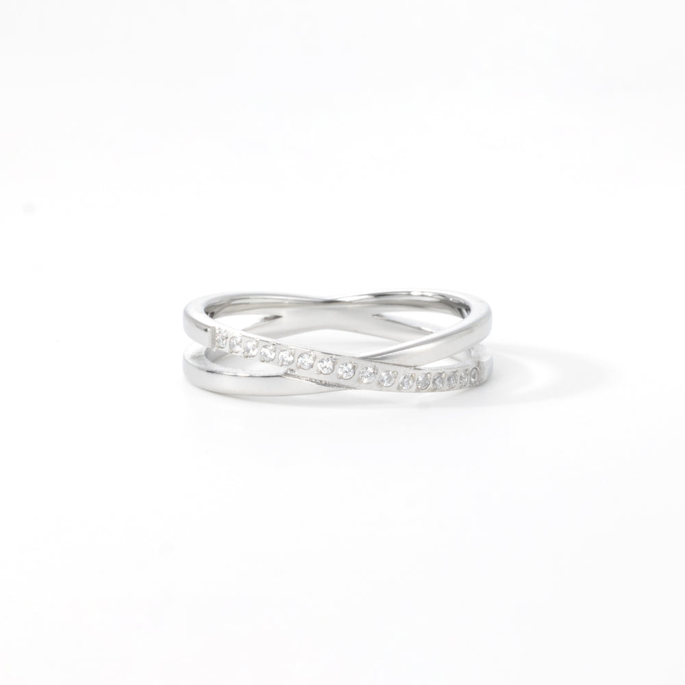 Crossing Wave Ring - Silver / 5